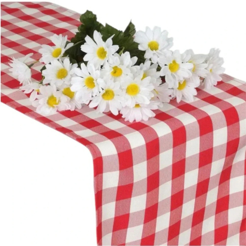 Table Runner Checkered Red and White
